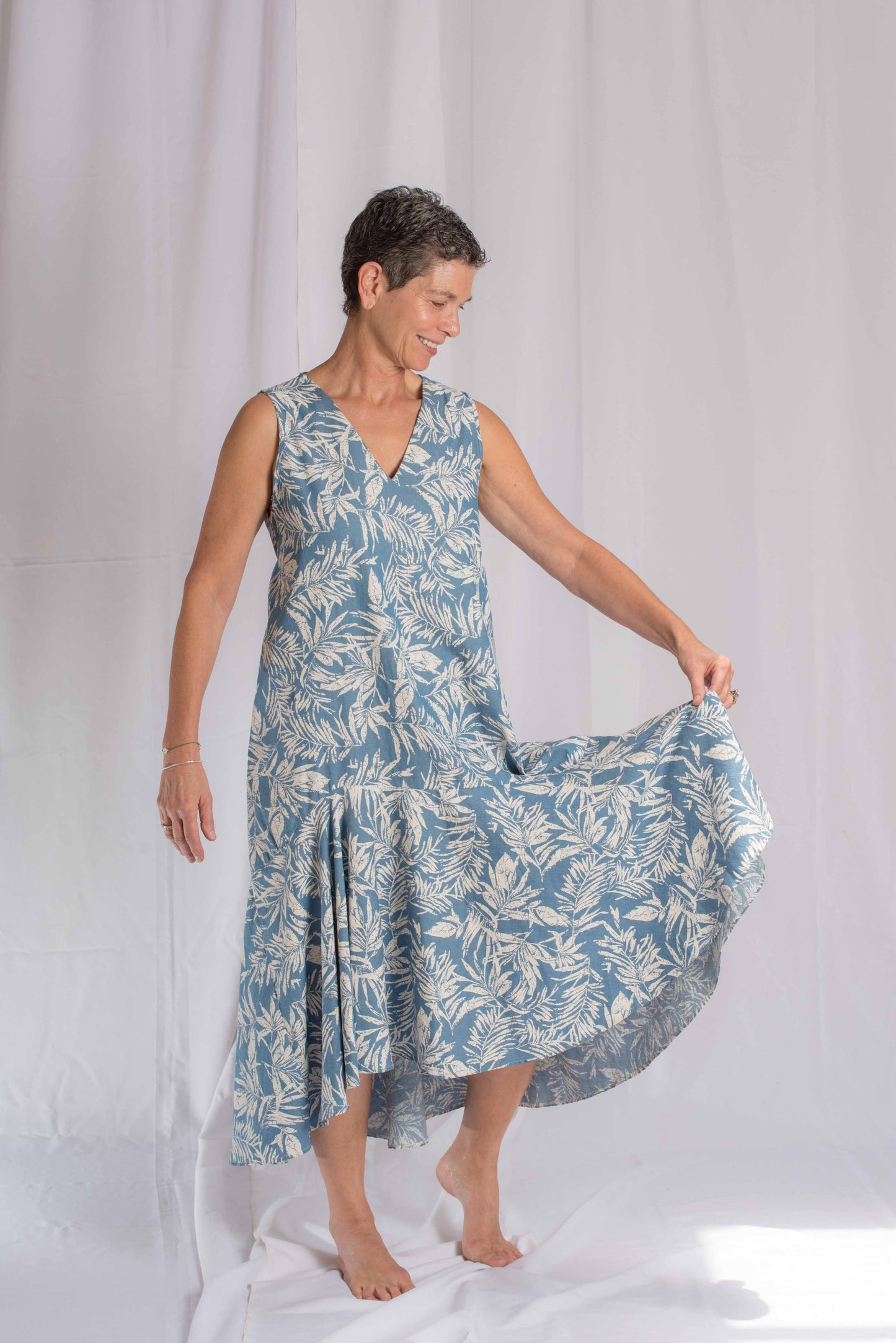 VESTIDO CAMISERO DE ALGODÓN MIDI CON VUELO