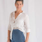 BLUSA CAMISERA  ABIERTA  BLANCA DE ALGODÓN