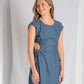 VESTIDO LARGO EN ALGODÓN TIPO DENIM, CON  DETALLE DE ABERTURA  AJUSTABLE  EN LA CINTURA