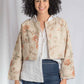 BOMBER JAQUET LINO BEIGE ESTAMPADO EN FLORES